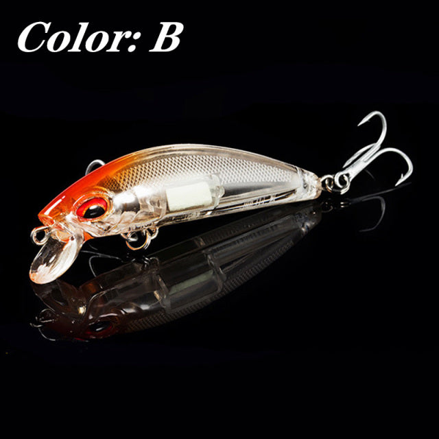 1Pcs 3D Eyes Luminous Minnow Fishing Lures 7cm 11.5g Jig Sinking  Wobblers Hard Bait Artificial Crankbait Night Fishing Pesca