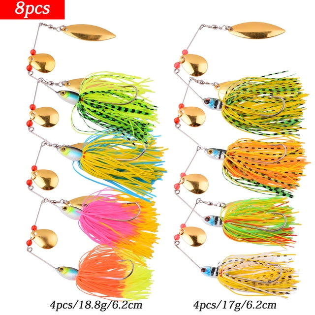 4pcs/8Pcs Fishing Lure Wobbler Lures Spinners Spoon Bait For Pike Peche Tackle All Artificial Baits Metal Sequins Spinnerbait