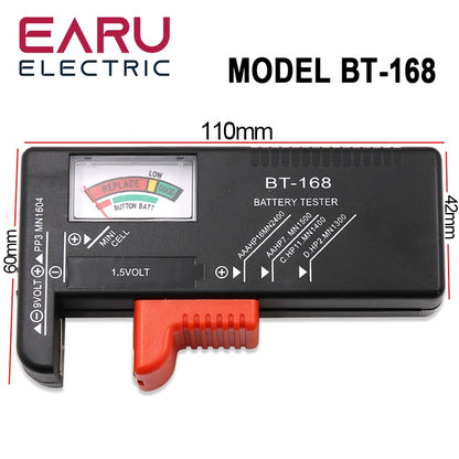 BT-168 AA/AAA/C/D/9V/1.5V batteries Universal Button Cell Battery Colour Coded Meter Indicate Volt Tester Checker BT168 Power