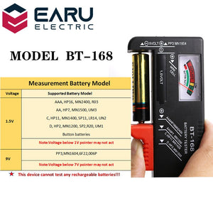 BT-168 AA/AAA/C/D/9V/1.5V batteries Universal Button Cell Battery Colour Coded Meter Indicate Volt Tester Checker BT168 Power