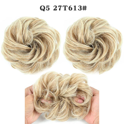 Synthetic Hair Bun Wig Ladies Ponytail Hair Extension Scrunchie Elastic Wave Curly Hairpieces Scrunchie Wrap