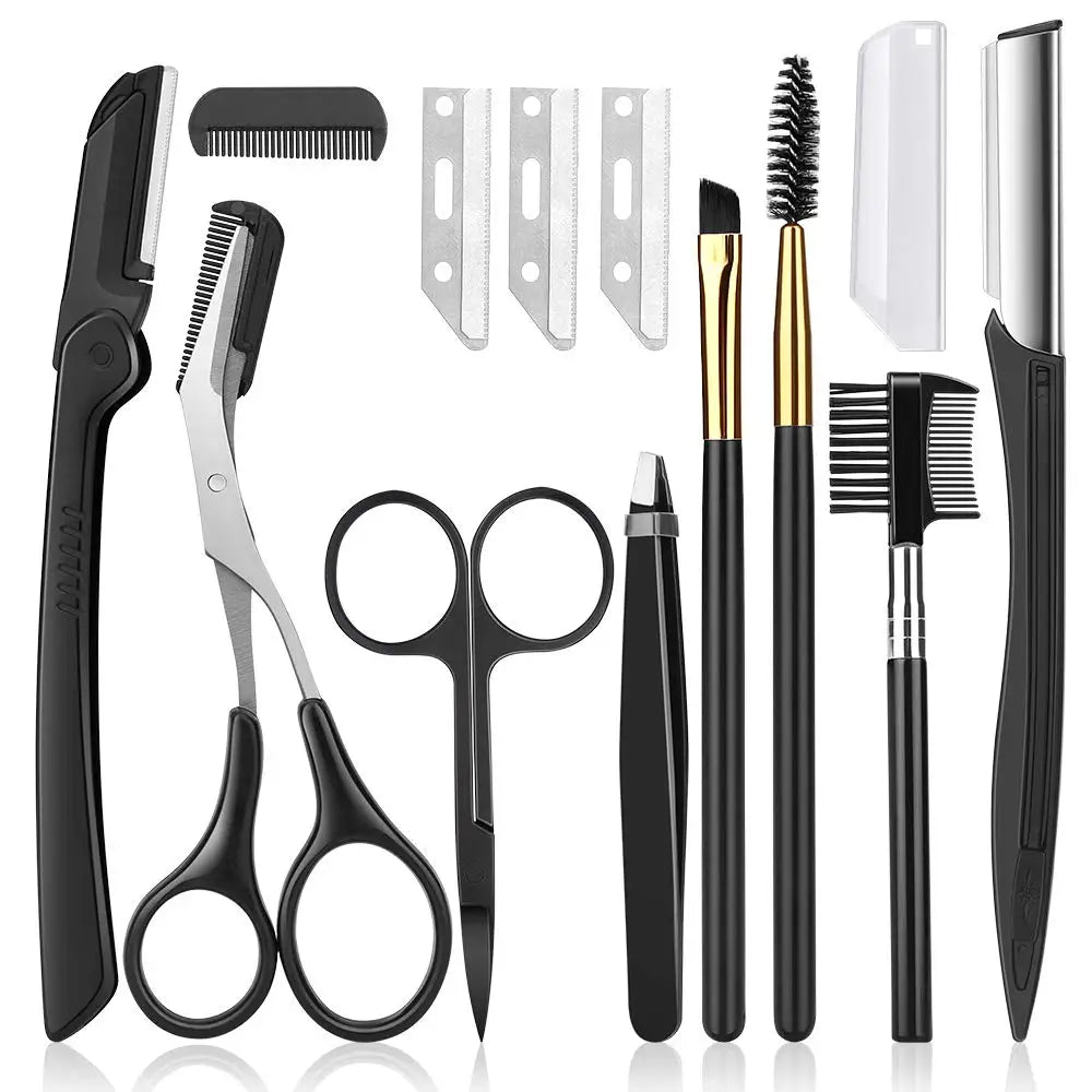 YBLNTEK 5/8PCS Eyebrow Trimmer Eyebrow Razor Kit Eyebrow Scissors Eyebrow Comb Razor for Face Tweezers Eyelash Eyelash Brush