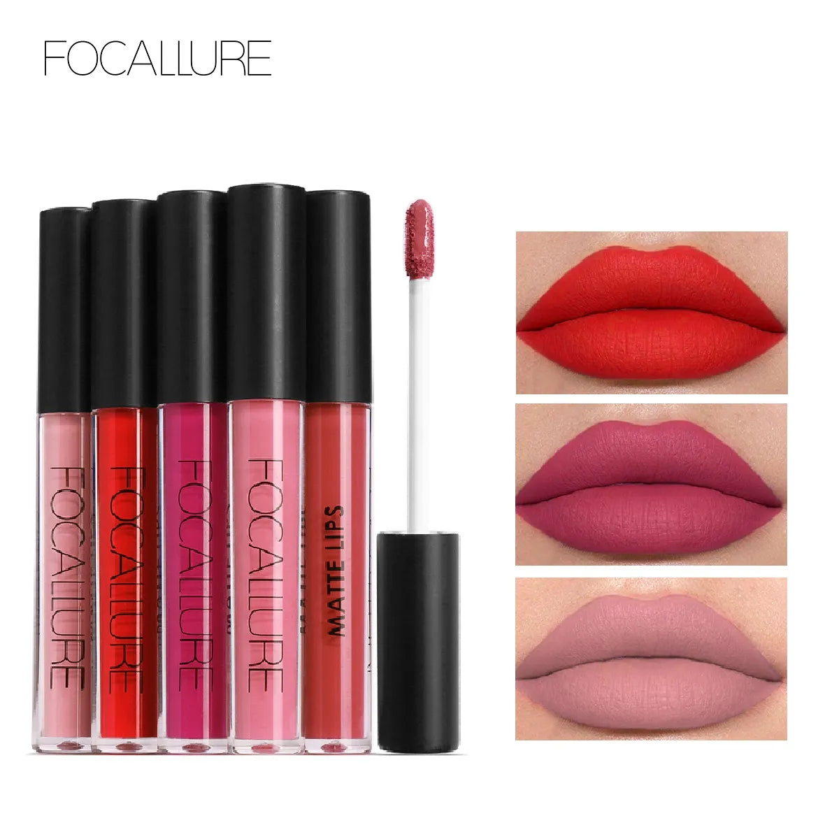 FOCALLURE Waterproof Liquid Lipstick Batom Red Velvet Lip Tint Brown Nude Matte Lipstick Colourful Makeup Cosmetics Maquiagem