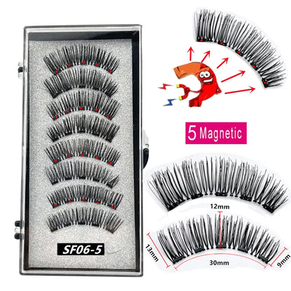 2 Pairs 3D Natural Magnetic Eyelashes ,With 5 Magnetic Lashes Handmade Reusable Magnetic False Eyelashes Support Drop Shipping