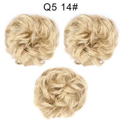 Synthetic Hair Bun Wig Ladies Ponytail Hair Extension Scrunchie Elastic Wave Curly Hairpieces Scrunchie Wrap