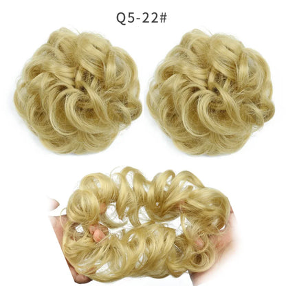 Synthetic Hair Bun Wig Ladies Ponytail Hair Extension Scrunchie Elastic Wave Curly Hairpieces Scrunchie Wrap