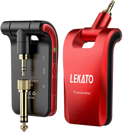 Lekato Wireless Guitar Transmitter Ws-60 Guitar Wireless Receiver 2.4Ghz Electric Musical Instruments 2 In 1 Plugs 6 Channels