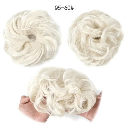 Synthetic Hair Bun Wig Ladies Ponytail Hair Extension Scrunchie Elastic Wave Curly Hairpieces Scrunchie Wrap