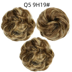 Synthetic Hair Bun Wig Ladies Ponytail Hair Extension Scrunchie Elastic Wave Curly Hairpieces Scrunchie Wrap
