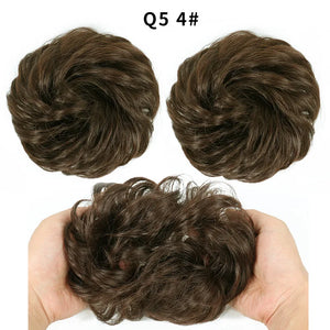 Synthetic Hair Bun Wig Ladies Ponytail Hair Extension Scrunchie Elastic Wave Curly Hairpieces Scrunchie Wrap
