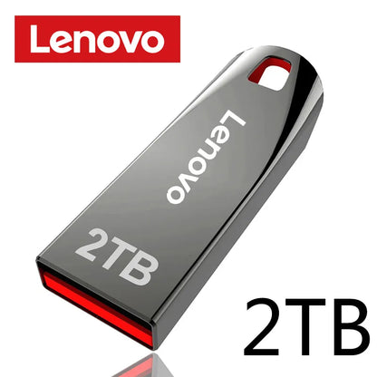 Lenovo 2TB USB Flash Drives Mini Metal Real Capacity Memory Stick Black Pen Drive Creative Business Gift Silver Storage U Disk