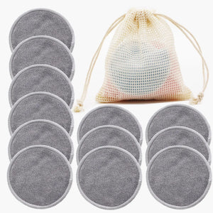 Reusable Bamboo Makeup Remover Pads 12pcs Washable Rounds Cleansing Facial Cotton Make Up Removal Pads Tool