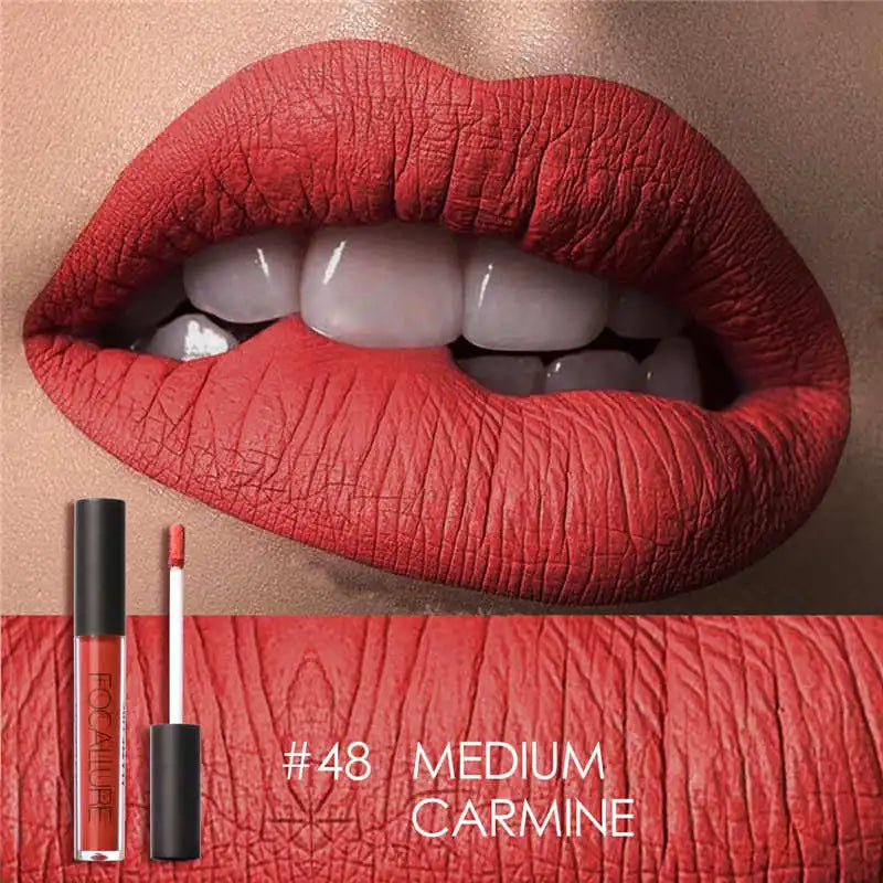 FOCALLURE Waterproof Liquid Lipstick Batom Red Velvet Lip Tint Brown Nude Matte Lipstick Colourful Makeup Cosmetics Maquiagem