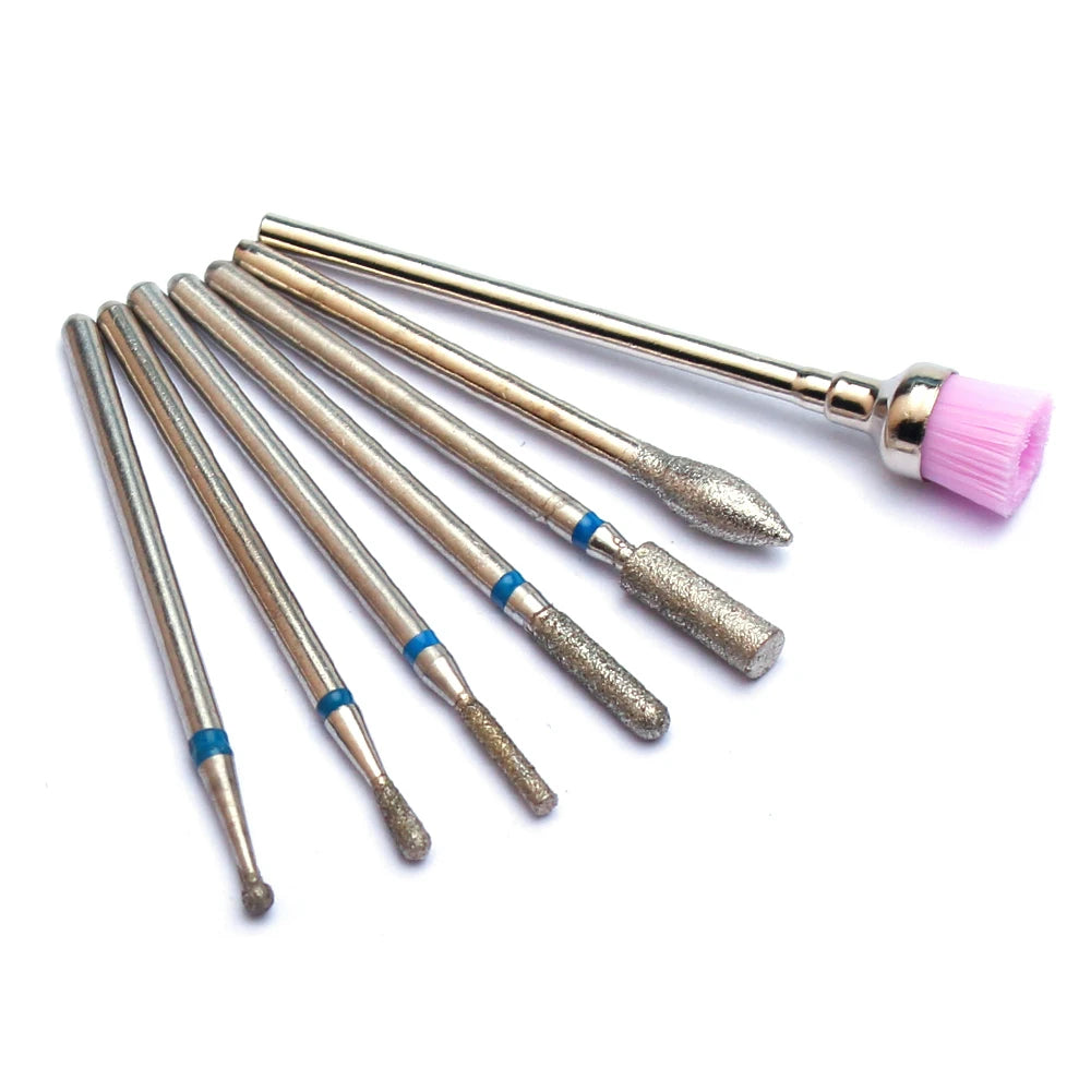 7pcs/Set Diamond Nail Drill Bit Rotery Electric Milling Cutters For Pedicure Manicure Files Cuticle Burr Nail Tools Accessories