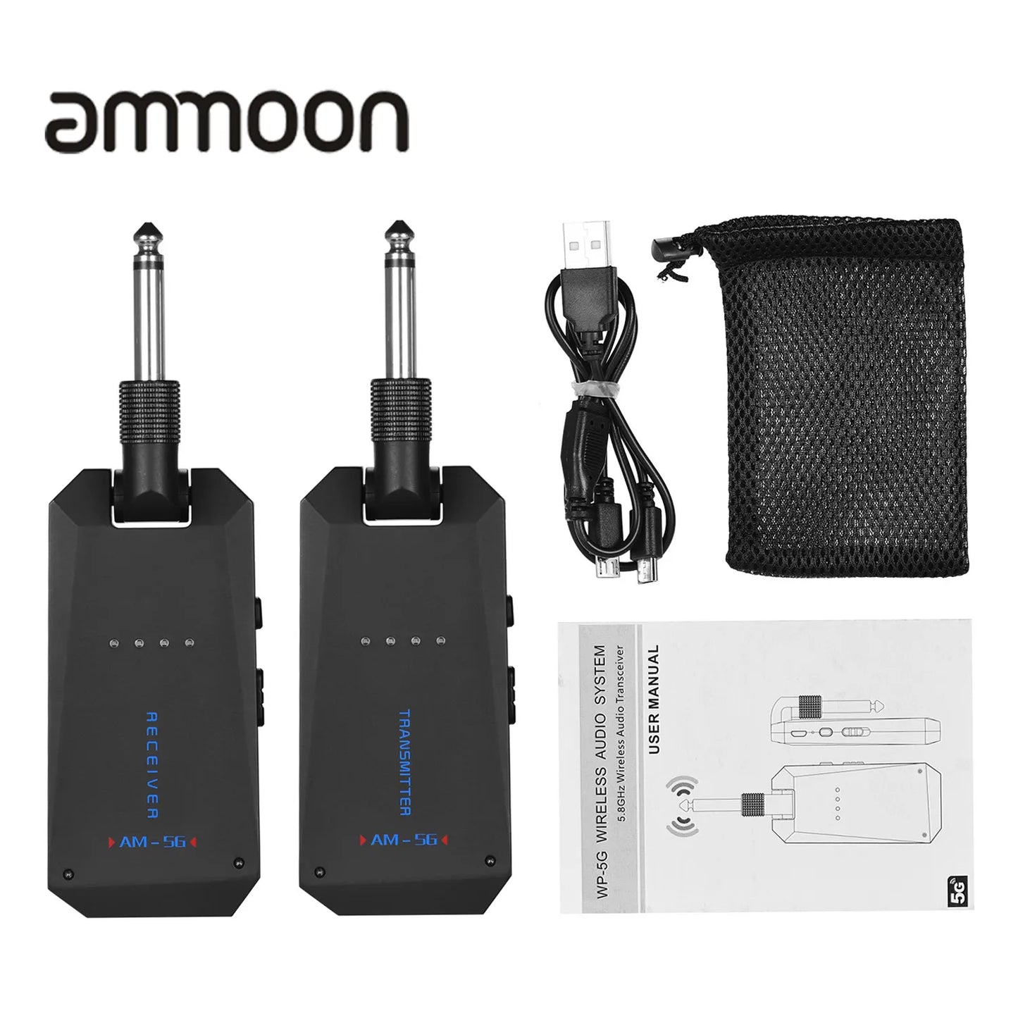 AM-5G Wireless 5.8G Bass Guitar System Audio Transmitter and Receiver