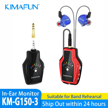 2.4G Wireless in-Ear Monitor System With Transmitter and Belt pack Receiver for Stage Performance, Band Rehearsal, Camera Record