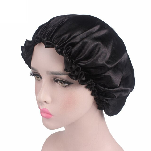 Women Night Sleep Hat Adjust Satin Bonnet Hair Styling Cap Long Hair Care 29 Styles Silk Head Wrap Shower Cap Hair Styling Tools