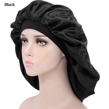 Women Night Sleep Hat Adjust Satin Bonnet Hair Styling Cap Long Hair Care 29 Styles Silk Head Wrap Shower Cap Hair Styling Tools