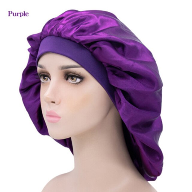 Women Night Sleep Hat Adjust Satin Bonnet Hair Styling Cap Long Hair Care 29 Styles Silk Head Wrap Shower Cap Hair Styling Tools