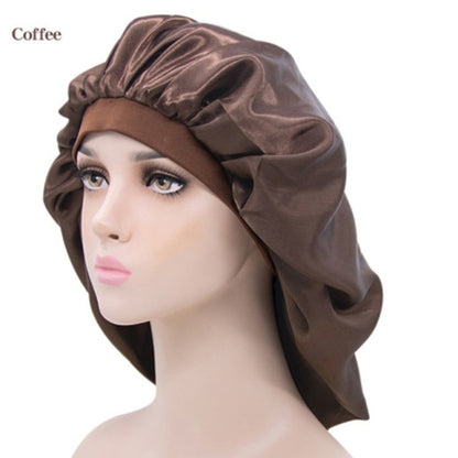 Women Night Sleep Hat Adjust Satin Bonnet Hair Styling Cap Long Hair Care 29 Styles Silk Head Wrap Shower Cap Hair Styling Tools