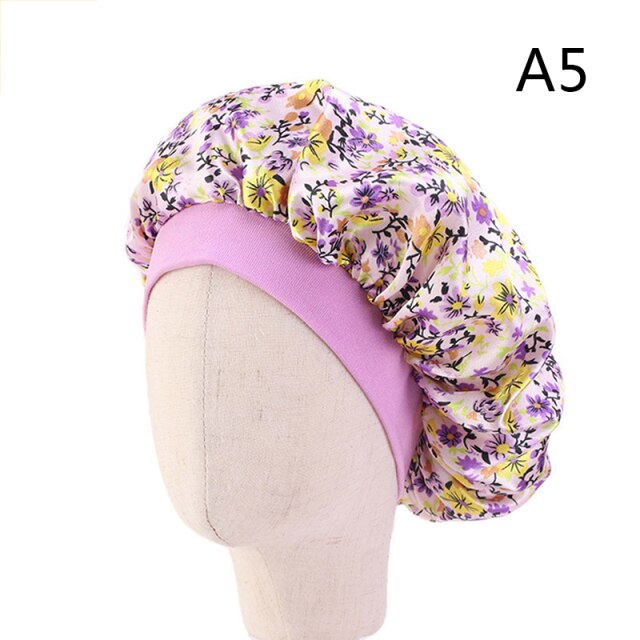 Women Night Sleep Hat Adjust Satin Bonnet Hair Styling Cap Long Hair Care 29 Styles Silk Head Wrap Shower Cap Hair Styling Tools