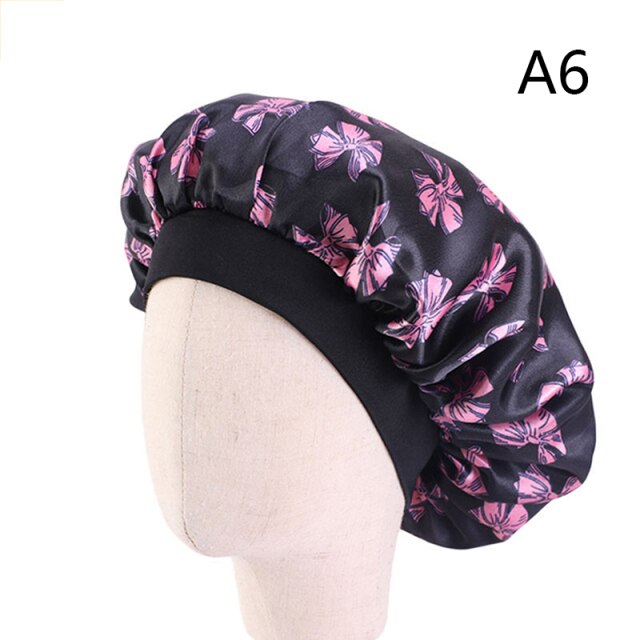 Women Night Sleep Hat Adjust Satin Bonnet Hair Styling Cap Long Hair Care 29 Styles Silk Head Wrap Shower Cap Hair Styling Tools