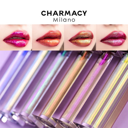 CHARMACY Chameleon Lipgloss Glitter Lip Plump Shiny Shimmer Lip Sparkle Duochrome Lip Tint Moisturizing Gloss Lipstick Makeup